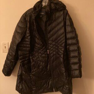 Lands' End Wanderweight Packable Down Black Coat with Hood, Women's Plus Size 2X